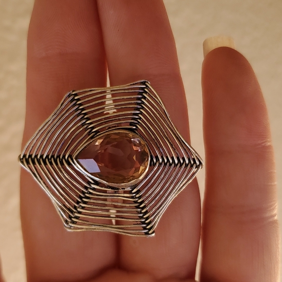 New Morganite Spiderweb 925 Silver Ring. - Picture 4 of 11